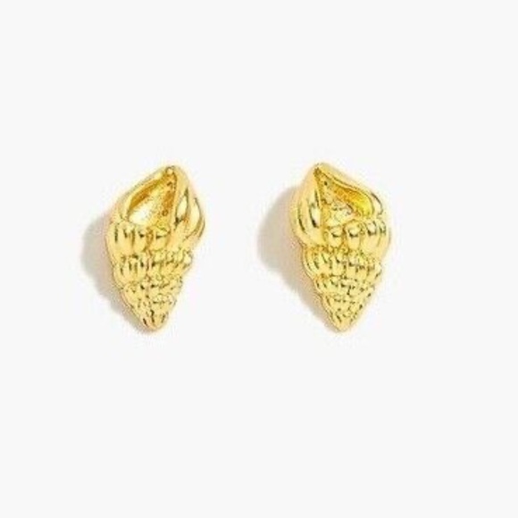 NWT J.Crew Seashell stud earrings BURNISHED GOLD J4976 $24.50 BE - Picture 1 of 2